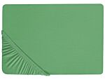 Fitted Sheet Green Cotton 180 X 200 Cm Elastic Edging Solid Pattern Classic Style For Bedroom Beliani