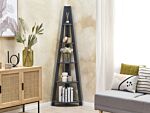 Corner Ladder Bookcase Grey Enginereed Wood 4-tier Book Shelf Corner Display Beliani