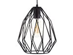 1-light Pendant Ceiling Lamp Black Cage Wire Shade Openwork Industrial Beliani