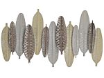 Wall Decor Feathers Gold And Silver Metal 66 X 37 Cm Industrial Modern Beliani