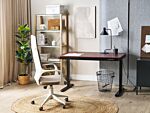 Electrically Adjustable Desk Dark Wood Black Tabletop Powder Coated Steel Frame Sit And Stand 120 X 60 Cm Modern Design Beliani