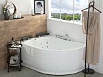 Whirlpool Bath White Sanitary Acrylic Led Illuminated Curved Right Hand Double 159 X 113 Cm Beliani