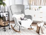 Rocking Chair Light Grey Velvet Metal Legs Wooden Skates Modern Beliani