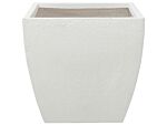 Plant Pot White Fibre Clay Flower Planter Square 53 X 53 X 51 Cm Indoor Outdoor Garden Accessories Beliani