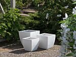 Plant Pot White Fibre Clay Flower Planter Square 53 X 53 X 51 Cm Indoor Outdoor Garden Accessories Beliani