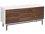 2 Door Sideboard Dark Wood With White Particle Board Drawers Cabinets With Shelves Modern Style Hallway Living Room Bedroom Storage Beliani