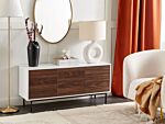 2 Door Sideboard Dark Wood With White Particle Board Drawers Cabinets With Shelves Modern Style Hallway Living Room Bedroom Storage Beliani