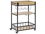 Kitchen Trolley Light Wood With Black Mdf Metal Cart With Wheels Wine Rack Dining Room Modern Design Beliani