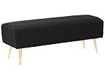 Bench Black Velvet Upholstered Gold Metal Legs 118 X 40 Cm Glamour Living Room Bedroom Hallway Beliani
