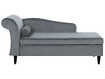 Chaise Lounge Light Grey Velvet Upholstery With Storage Left Hand With Bolster Beliani