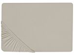 Fitted Sheet Taupe Cotton 160 X 200 Cm Elastic Edging Solid Pattern Classic Style For Bedroom Beliani