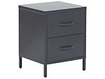 Bedside Table Grey Steel Nightstand Industrial Design 2 Drawers Bedroom Storage Furniture Beliani