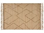 Area Rug Beige Jute 200 X 300 Cm Handwoven Lines Geometric Pattern With Tassels Natural Boho Style Textile Beliani