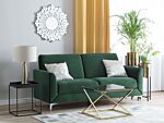 Sofa Green Fabric Upholstery Silver Legs 3 Seater Glam Beliani