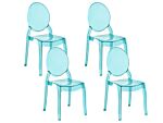 Set Of 4 Dining Chairs Blue Transparent Synthetic Material Solid Back Armless Stackable Vintage Modern Design Beliani