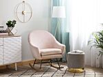 Rocking Chair Pink Velvet Light Wood Base Nursery Glam Modern Style Beliani