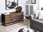 Chest Of 6 Drawers Dark Wood Metal Black Base Capacious Storage Industrial Rustic Style Beliani