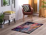 Area Rug Carpet Multicolour Polyester Fabric Floral Paisley Abstract Pattern Rubber Coated Bottom 80 X 150 Cm Beliani