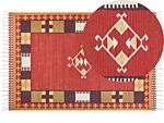 Kilim Area Rug Multicolour Cotton 200 X 300 Cm Handwoven Reversible Flat Weave Geometric Pattern With Tassels Traditional Boho Living Room Bedroom Beliani