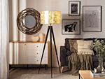 Floor Lamp Gold Polycotton 156h Cm Black Metal Tripod Legs Drum Shade Modern Beliani