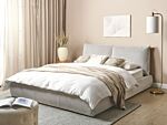 Eu King Size Waterbed Beige Corduroy Upholstery 5ft3 With Mattress With Thick Padded Headboard Footboard Modern Style Bedroom Beliani