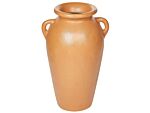 Decorative Vase Orange Terracotta Painted Vintage Look Amphora Shape Beliani