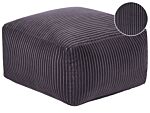 Pouffe Dark Grey Corduroy Eps Beads Filling Solid Pattern Square Boho Modern Fabric Footstool Beliani