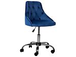 Office Swivel Chair Cobalt Blue Velvet Height Adjustable Button Back Beliani