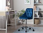 Office Swivel Chair Cobalt Blue Velvet Height Adjustable Button Back Beliani