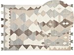 Kilim Area Rug Multicolour Wool And Cotton 160 X 230 Cm Handmade Woven Boho Patchwork Pattern With Tassels Beliani