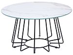 Coffee Table White Tabletop Metal Base Marble Finish Glamorous Design Beliani