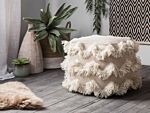 Pouffe Beige Cotton Threads Tassels Decorative Boho Rustic Beliani