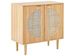 2 Door Sideboard Light Wood Manufactured Wood With Rattan Front Drawers Boho Style Nighstand Beliani