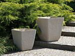 Set Of 2 Plant Pots Beige Stone Polyresin 39 X 39 X 43 Cm Indoor Outdoor Square Beliani