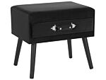 Side Table With Storage Black Velvet Upholstery Black Legs 46 X 50 X 35 Cm Suitcase Beliani