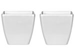 Set Of 2 Plant Pots Silver Fibre Clay 34 X 35 X 35 Cm Outdoor Indoor All Weather Beliani