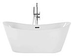 Bath White With Silver Sanitary Acrylic Single 150 X 75 Cm Freestanding Modern Beliani