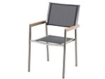 Set Of 2 Garden Dining Chairs Grey And Silver Textile Seat Stainless Steel Legs Stackable Outdoor Resistances Beliani