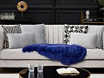 Sheepskin Rug Navy Blue 65 X 110 Cm Natural High Pile Rustic Style Beliani