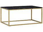 Coffee Table Black Marble Effect Gold Metal Legs 100 X 60 Cm Rectangular Industrial Glam Beliani