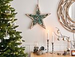 Wall Decor Green Wooden Star Shaped Christmas Decorative Piece Pine Cones Boho Design Beliani