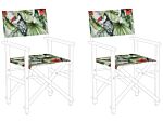 Set Of 2 Garden Chairs Replacement Fabrics Polyester Multicolour Toucan Pattern Sling Backrest And Seat Beliani
