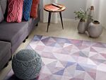 Area Rug Pastel Blue Grey 140 X 200 Cm Triangle Pattern Carpet Modern Contemporary Beliani