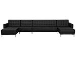 Corner Sofa Bed Black Faux Leather Tufted Modern U-shaped Modular 6 Seater With Chaise Lounges Beliani