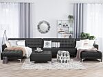 Corner Sofa Bed Black Faux Leather Tufted Modern U-shaped Modular 6 Seater With Chaise Lounges Beliani