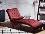 Chaise Lounge Red Velvet Chesterfield Buttoned Modern Living Room Chaise Wooden Legs Beliani