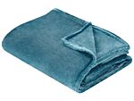 Blanket Blue Polyester 200 X 220 Cm Soft Pile Bed Throw Cover Home Accessory Modern Design Beliani