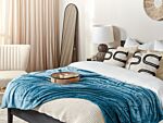 Blanket Blue Polyester 200 X 220 Cm Soft Pile Bed Throw Cover Home Accessory Modern Design Beliani