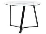 Dining Table Black Metal Legs Round Tempered Glass Top 100 Cm Capacity 4 People Modern Design Beliani