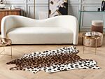 Area Rug Brown And White Faux Cowhide Leather 130 X 170 Cm With Spots Irregular Modern Rustic Beliani